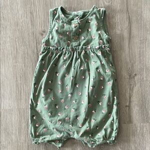 Green Floral Baby Romper